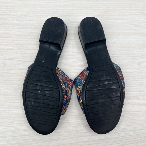 Vaneli Womens Flat Sandals Slip On 9M Rainbow Colorful Tassel Art Deco Mosaic - Picture 7 of 14